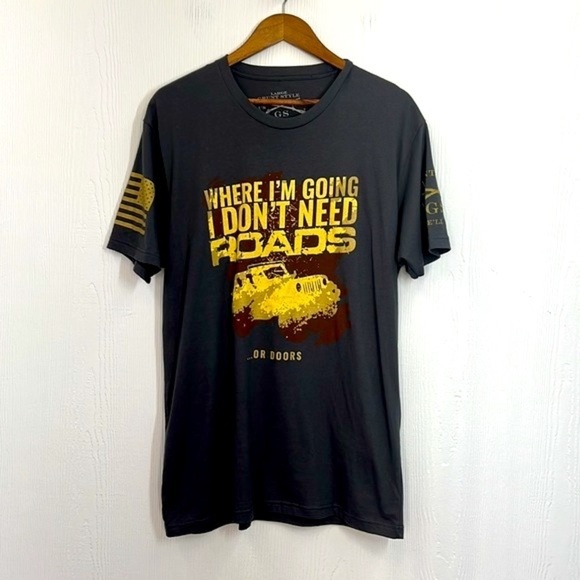Grunt Style - Where I’m Going I Don’t Need Roads Or Doors Gray T Shirt Large - Picture 9 of 11